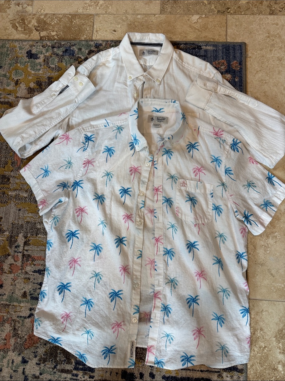 Bundle of Penguin white linen shirts size xl/lg